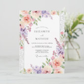 Lavendel-Rosa Florale Whimsy-Hochzeit Einladung (Stehend Vorderseite)