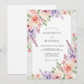 Lavendel-Rosa Florale Whimsy-Hochzeit Einladung (Vorne/Hinten)