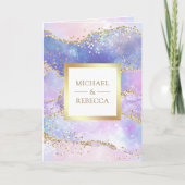 Lavendel Rosa Gold Achat Marmor QR Code Hochzeit Einladung (Vorderseite)