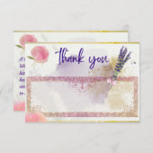 Lavendel, Rosa, Lila, Gold, Glitterblau Dankeskarte (Vorne/Hinten)