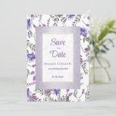 Lavendel rosa lila grüne Blume Save the Date Einladung (Stehend Vorderseite)