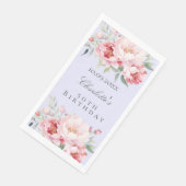 Lavendel rosa Rosenflorchen Eleganter Geburtstag Serviette (Ecke)
