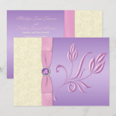 Lavendel-, Rosa-und Elfenbein-Hochzeits-Einladung Einladung (Vorne/Hinten)