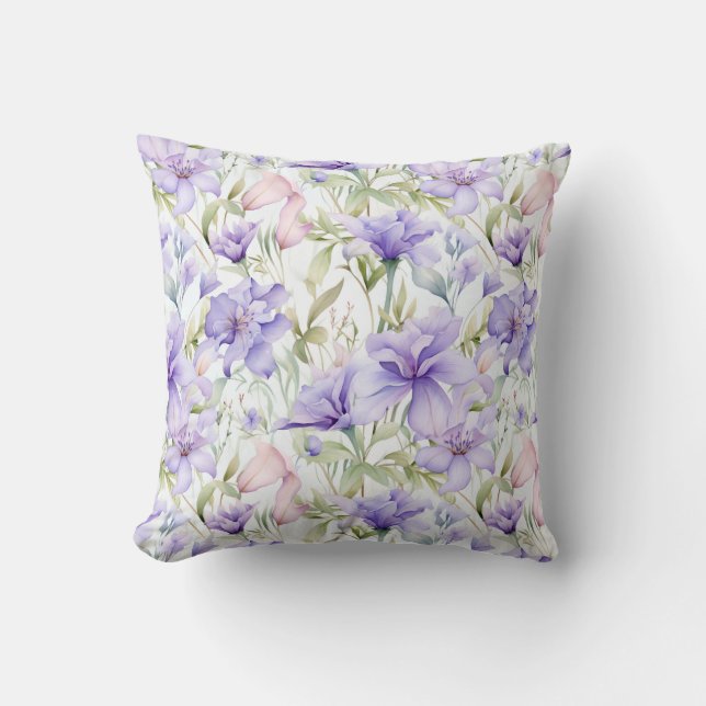 Lavendel-Rosa-Wasserfarbe  Kissen (Vorderseite)