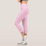 Lavendel Rosa Weiß, einfach horizontal gestreift Capri Leggings<br><div class="desc">Lavendel Rosa und Weiß,  einfach horizontal gestreift</div>