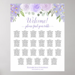 Lavendel-Rose 23 Tabelle Boho Hochzeitskarte Poster