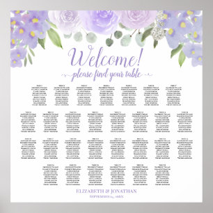Lavendel-Rose 29 Tabelle Boho Hochzeitskarte Poster