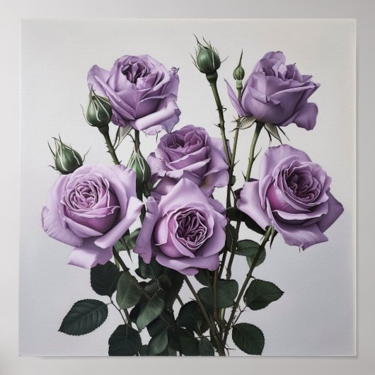Lavendel Rose Blume Art Print Poster (Vorne)