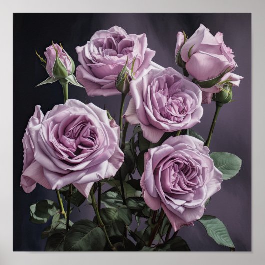 Lavendel Rose Blume Art Print Poster (Vorne)