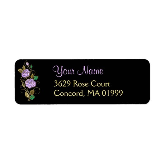 Lavendel Rose Gold Black Address Label (Vorne)