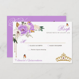 Lavendel Rose Gold Gemstone Tiara Quinceanera RSVP Karte