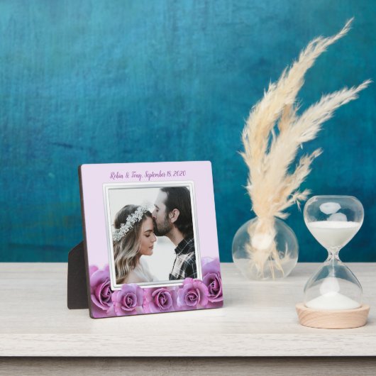 Lavendel Rose Personalisiertes Foto Hochzeitsrahme Fotoplatte (InSitu)