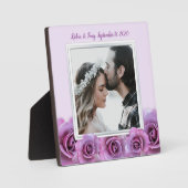 Lavendel Rose Personalisiertes Foto Hochzeitsrahme Fotoplatte (Vorderseite)