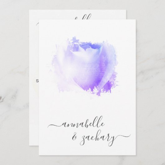 *~* Lavendel Rose QR Floral UAWG - AR8 Hochzeit in Einladung (Vorne/Hinten)