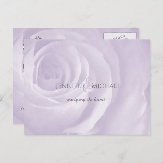 Lavendel-Rose, schlichte Hochzeit Save the Date Ankündigungspostkarte (Vorne/Hinten)