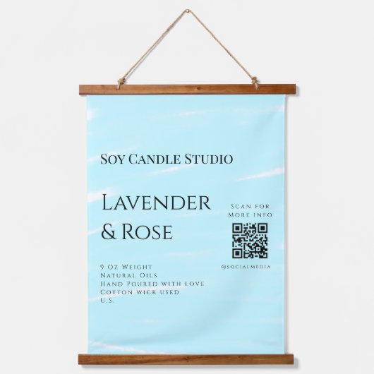Lavendel Rose Soy Kerzen Business hinzufügen q r C Wandteppich Mit Holzrahmen (Vorderseite)