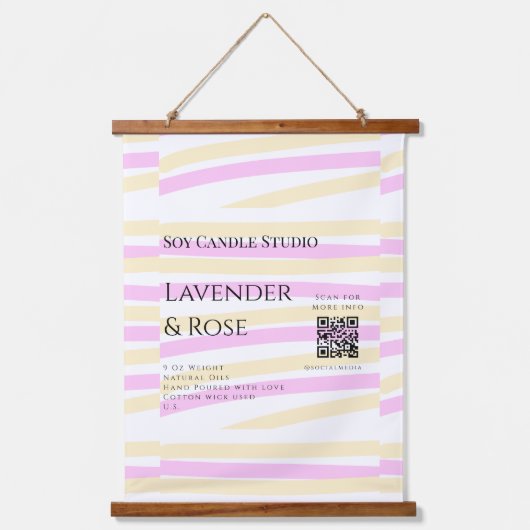 Lavendel Rose Soy Kerzen Business hinzufügen q r C Wandteppich Mit Holzrahmen (Vorderseite)