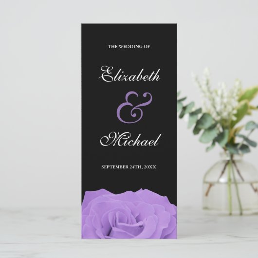 Lavendel Rose und Black Wedding Programm (Stehend Vorderseite)