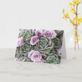 Lavendel-Rose und Echeverias-Karte Karte (Gelbe Blume)