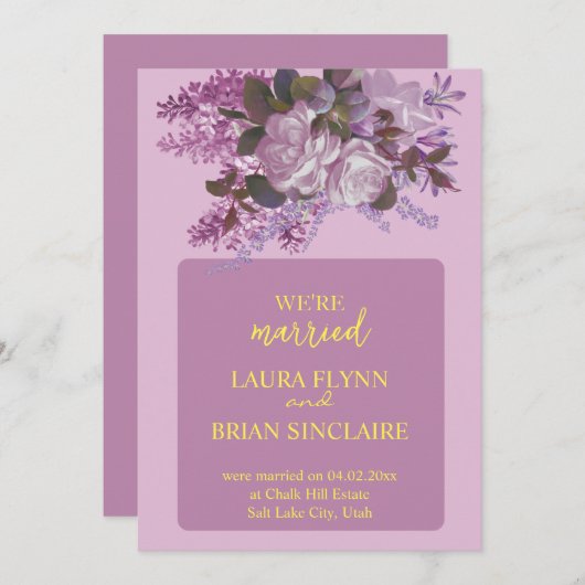 Lavendel, Rose und Lilacs, Hochzeitsempfang Einladung (Vorne/Hinten)