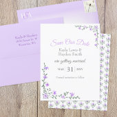 Lavendel Rose Weine Hochzeit Rettete unser Datum Einladung