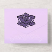 Lavendel Rose & White Sakura Blumenzehen All In One Einladung (Rückseite)