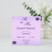 Lavendel Rose & White Sakura Blumenzehen Einladung (Stehend Vorderseite)