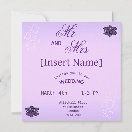 Lavendel Rose & White Sakura Blumenzehen Einladung (Vorderseite)