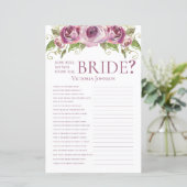 Lavendel Rose Wie gut kennen Sie die Braut? (Stehend Vorderseite)