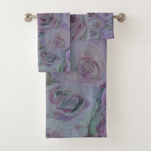 Lavendel-Rosen Aquarell-Kunst Badhandtuch Set
