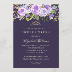 Lavendel-Rosen-Blumen-Sweet-Sixteen-Einladung Einladung