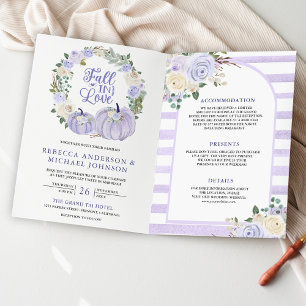 Lavendel-Rosen-Kürbis-QR-Code-Hochzeit Einladung