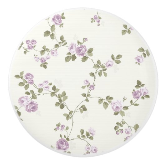 Lavendel-Rosen-schäbige Keramikknauf (Vorderseite)