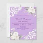 Lavendel Roses Geburtstagseinladung (Vorderseite)