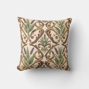 Lavendel-Rosmarin-Gold-Rollenmuster  Kissen