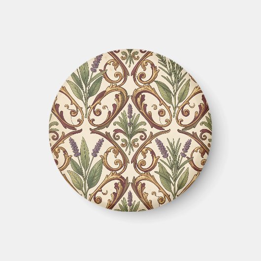 Lavendel-Rosmarin-Gold-Rollenmuster Magnet (Vorne)