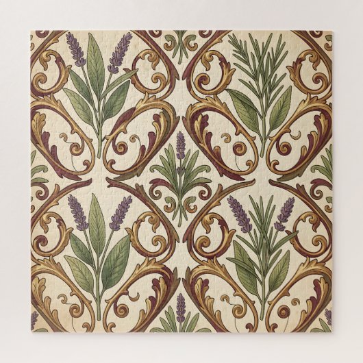 Lavendel-Rosmarin-Gold-Rollenmuster Puzzle (Vertikal)