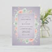 Lavendel Ruhige Sukkulente Hochzeit Einladung (Stehend Vorderseite)