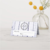 Lavendel Rustic Monogram Empfang Platzkarte (Vorderseite)