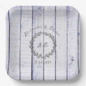 Lavendel Rustic Monogram Polterabend Pappteller (Vorderseite)