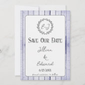 Lavendel Rustic Monogram Save the Date Ankündigung (Vorderseite)