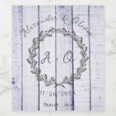 Lavendel Rustic Monogram Wedding Wine Label Weinetikett (Einzelnes Label)