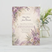 Lavendel-Sage-Hochzeit | Rustikaler Boho-Chic Einladung (Stehend Vorderseite)