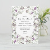 Lavendel Sage Wildblume Babydusche Brunch Einladung (Stehend Vorderseite)