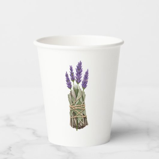 Lavendel Salbei Bündel Boho Papiertassen Pappbecher (Vorderseite)