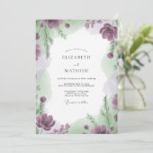 Lavendel-Salbei-Hochzeit mit Gemälde Einladung (Stehend Vorderseite)