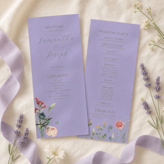Lavendel-Salbei-Wildblumen-Hochzeitsprogramm