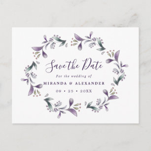 Lavendel Save the Date blühend lila und grün Postkarte