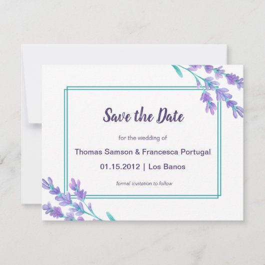 Lavendel Save the Date Einladung (Vorderseite)