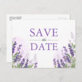 Lavendel Save the Date Postkarte Elegante Lila (Vorne/Hinten)